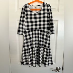 Girls Black/White Gingham Dress
